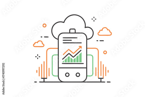 Air pollution monitor graph lines minimal clean tracking  