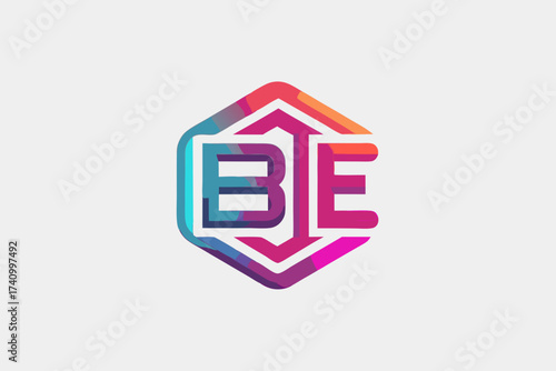 Behance be logo gradient luxe thin line design