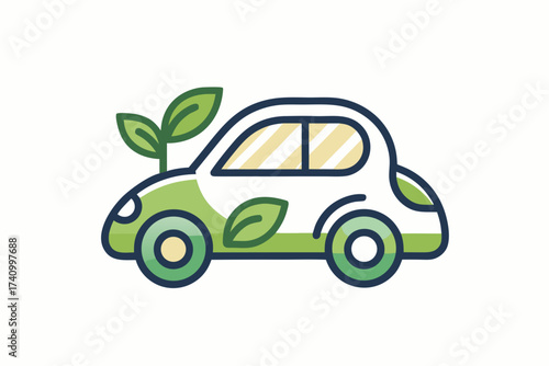 Car sharing electric eco leaf overlay transport green icon