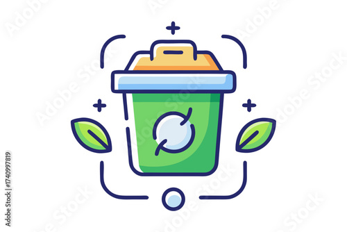 compost bin stylized arrows showing biodegradability