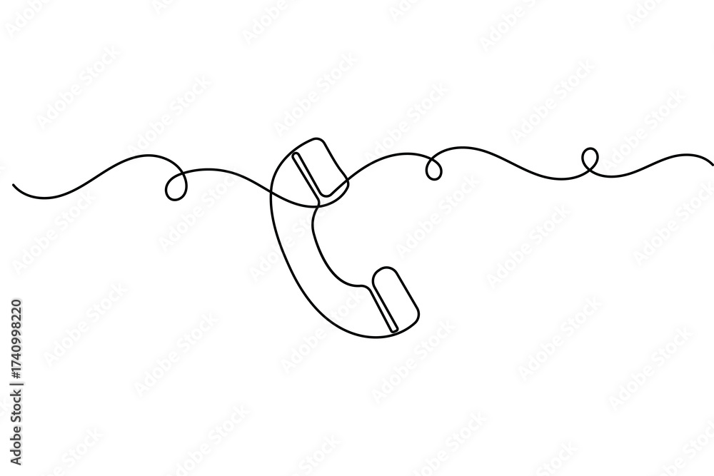 Obraz premium Call icon continuous one line drawing minimalist style isolated outline vector art 
