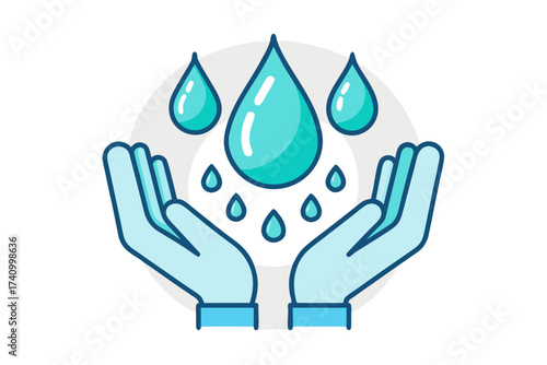 Hands catching water droplets symbolizing conservation concept