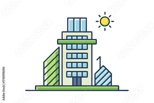 High Rise Building With Roof Mounted Solar Panels