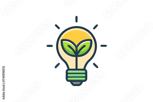 Light bulb sprouting leaf inside symbol innovative eco idea