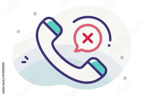 Missed call icon handset small curved lines illustration
