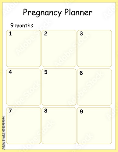 9-month pregnancy planner chart printable, maternity tracker, pregnancy journal page