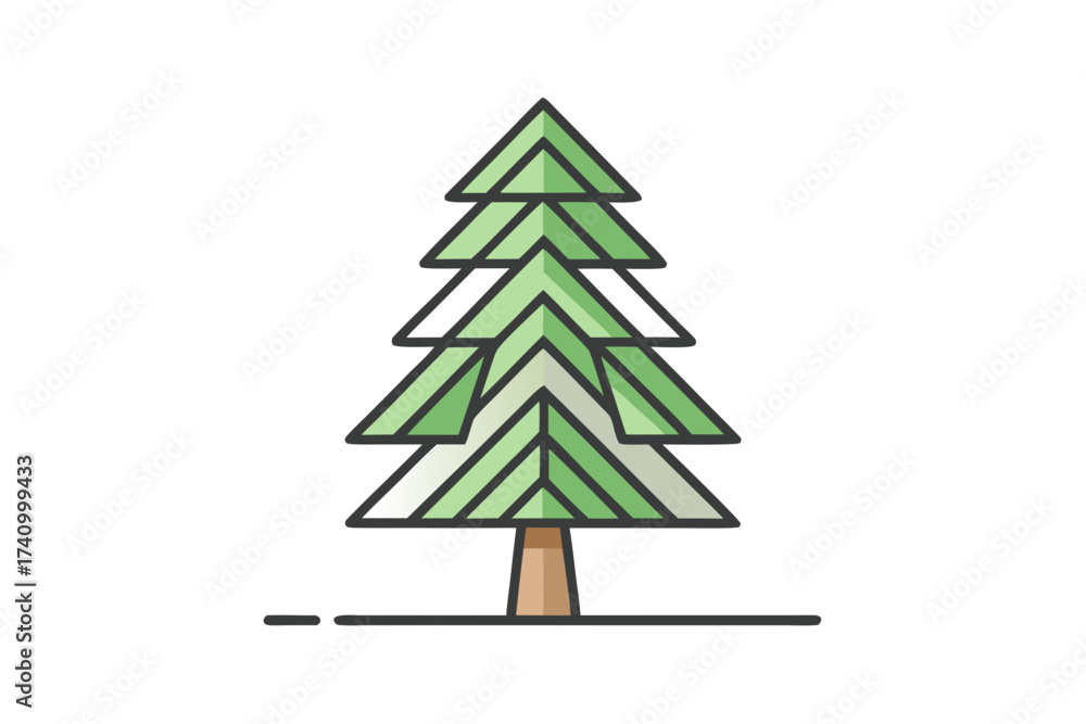 Fototapeta premium Pine tree minimal geometric outline icon nature design