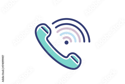 Phone handset icon curved signal wave minimalist design