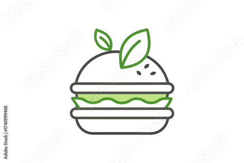Plant based burger eco wrap hand drawn minimal line