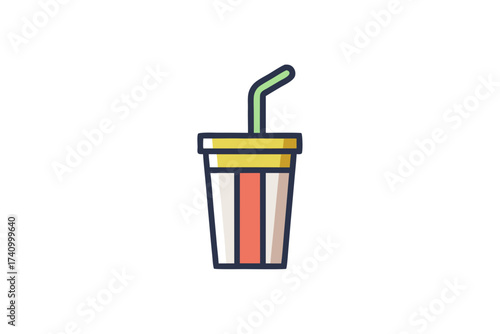 Reusable straw with minimal curves eco friendly icon