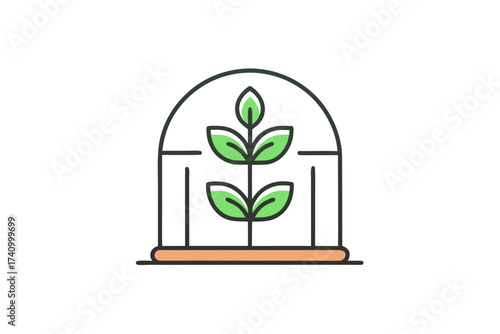 Sapling in greenhouse or protected area icon design