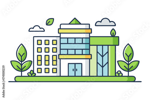 Sustainable office building with clean air line design