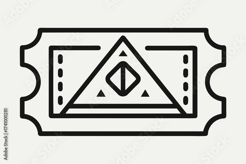 Ticket stub outline with a centered play triangle