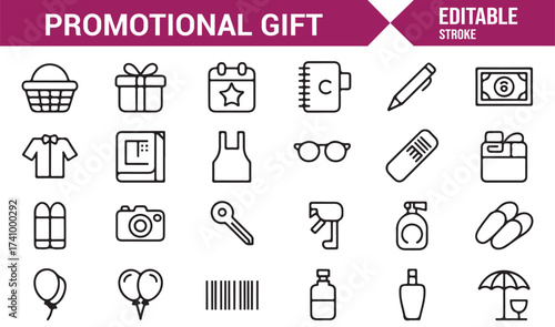Business promotion product line icons for advertising and campaign planning