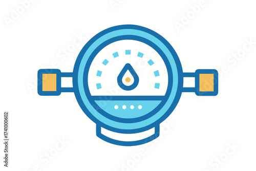 Water meter showing minimal dial lines measurement icon