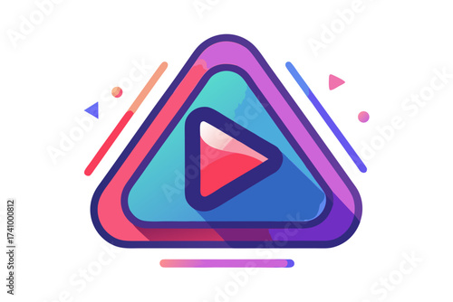 youtube play button triangle icon gradient stylish modern look,