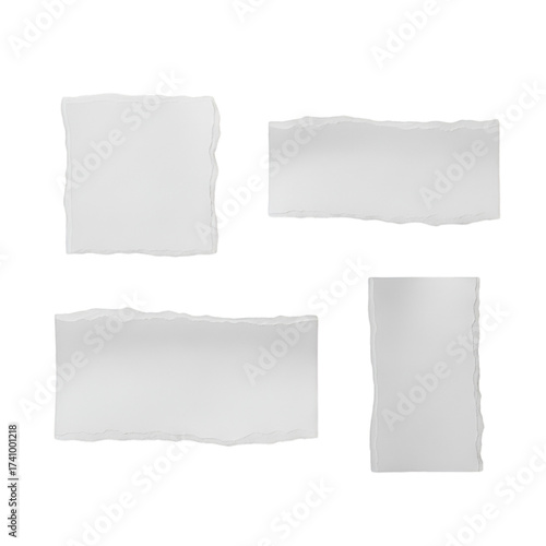 Wallpaper Mural Four Torn White Paper Pieces on Black Background ripped Torontodigital.ca