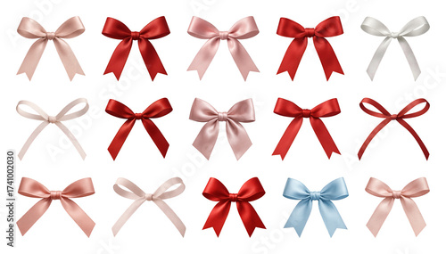 PNG Colorful satin bows collection, element set on transparent background