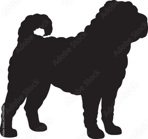 Silhouette of a shar pei dog standing regal pose elegant canine silhouette animal