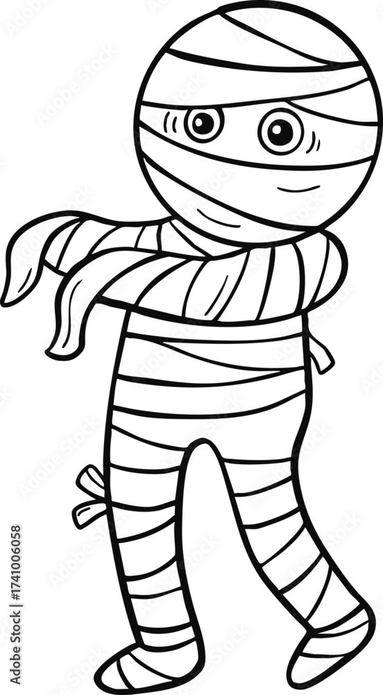 Obraz premium illustration halloween child wearing costume hand drawn outline concept