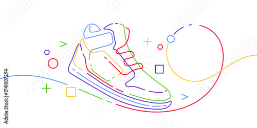 Sports shoes . Sneakers .Shoe advertising .Hand drawn. Vector illustration .