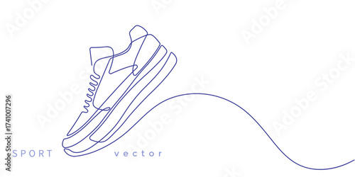 Sports shoes . Sneakers .Shoe advertising .Hand drawn. Vector illustration .