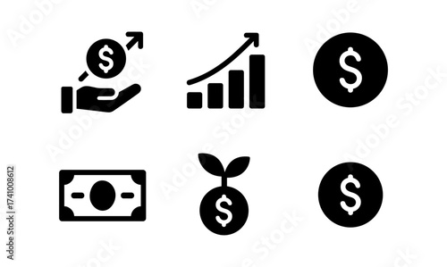 Financial growth and investment icon set for business design and presentation