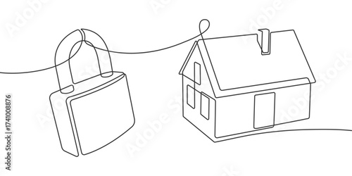 Home safety . Security lock. Home protection. Vector illustration.