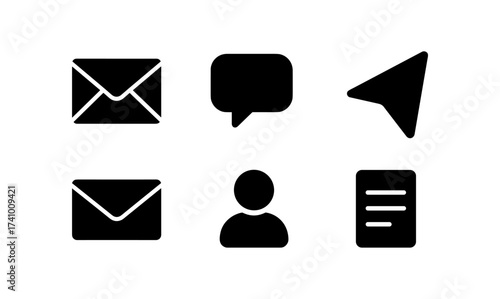 Simple mail and contact icons for digital communication design