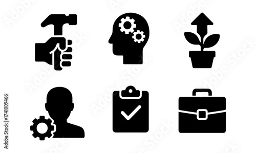 Skill development icons for education and growth design projects