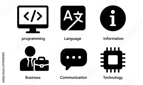 Comprehensive technology icons set for modern communication and information design projects