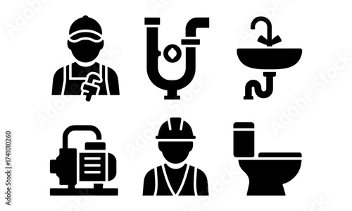 Essential plumbing icons for design projects and educational materials