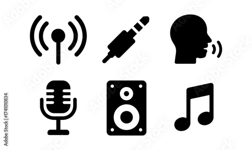 Broadcast and music icons set for multimedia design and communication projects