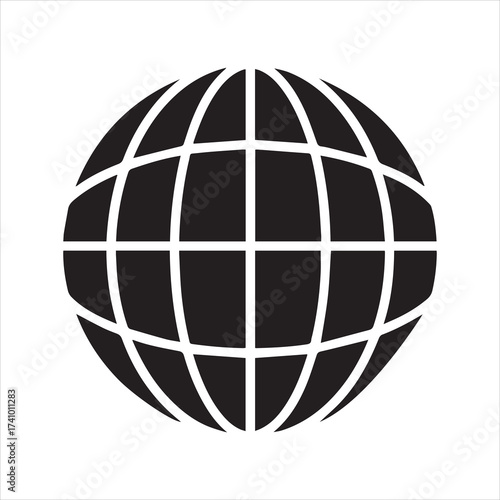 Globe with grid lines on transparent background silhouette
