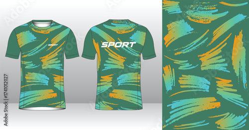 Professional running jersey template with modern geometric style for activewear
