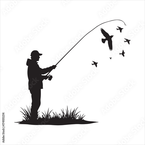 silhouette of a fisherman, fishing, fisherman, water, fish, sea, silhouette, rod, beach, sunset, lake, sport, ocean, leisure, angler, fisher, hobby, river, boy, sky, nature, summer, pole, shore, vacat