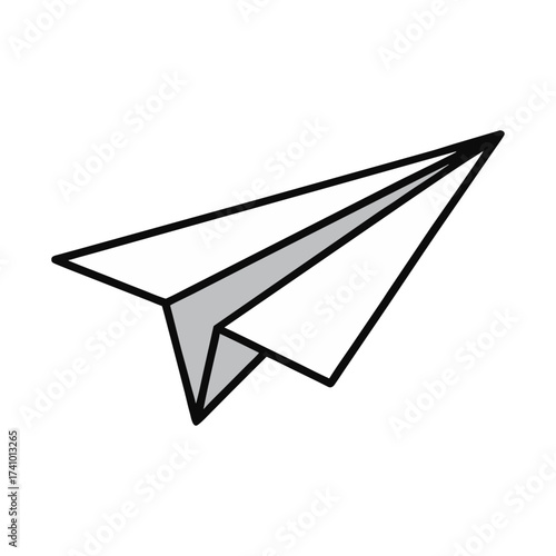 Minimalist line art paper airplane vector illustration scalable icon for travel and communication
