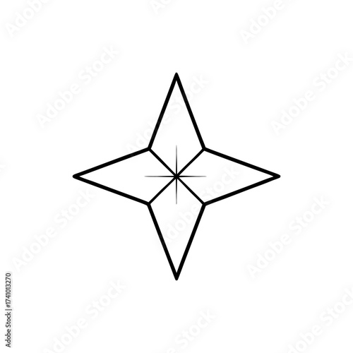 Minimalist line art star symbol vector graphic for scalable design projects