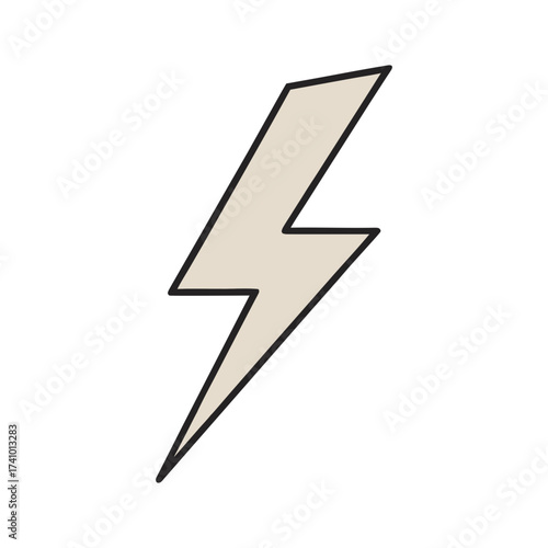 Minimalist line drawing vector illustration of a stylized lightning bolt icon scalable graphic