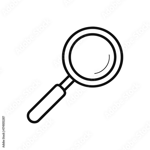 Simple line art magnifying glass icon vector graphic scalable for design projects