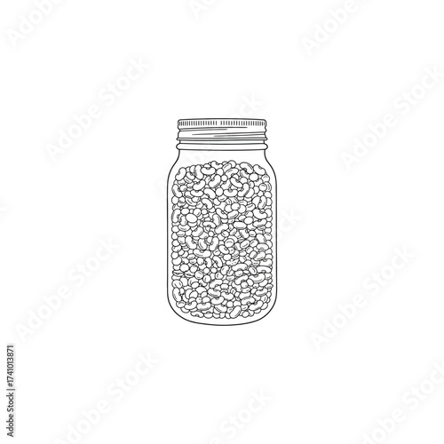 Jar of cashew nuts isolated on white background