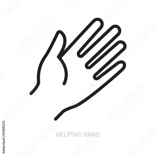 Helping hand line icon, symbol. Volunteering, charity concept. Isolated on a white background. Editable stroke. Flat design. Vector illustration.