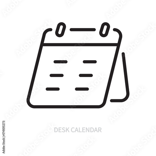 Desk calendar line icon. Schedule symbol, sign. Isolated on a white background. Flat design. Editable stroke. Vector illustration.