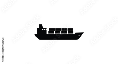Silhouette of a cargo ship transporting containers across the sea industrial shipping and logistics concept abstract representation