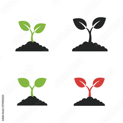 Four seedlings in different colors represent growth and new beginnings