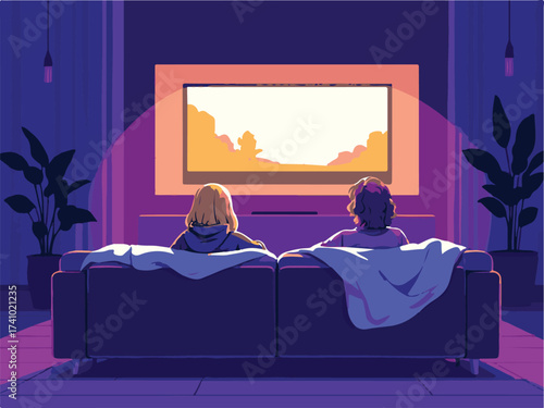 couple watching tv on sofa