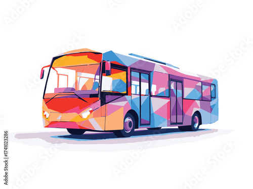 colorful bus isolated on white