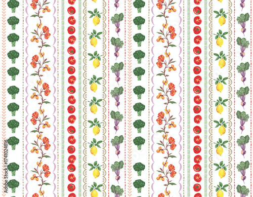 Trendy hand drawn vegetables sketch. Vintage seamless pattern vector with fresh pick vegetables from farm