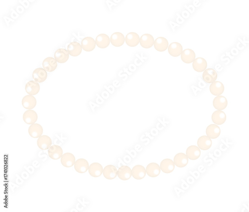Oval shape frame painting isolated on transparent background. Perl frame. Silver beads frame for decoration. Chain vector illustration