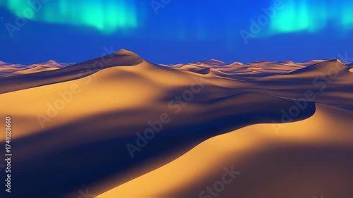 Desert Dunes Under a Northern Lights Display